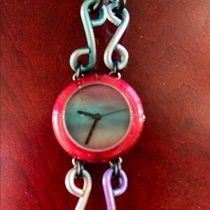 Patina aluminum multicolor bracelet watch with new battery water resistant